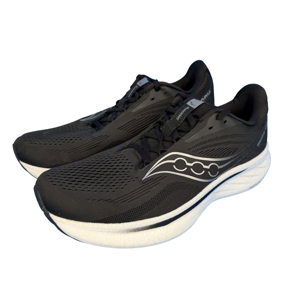 Saucony Ride 15 Mens Running Shoes SneBlack White S21000-100 Size 12 Sneaker